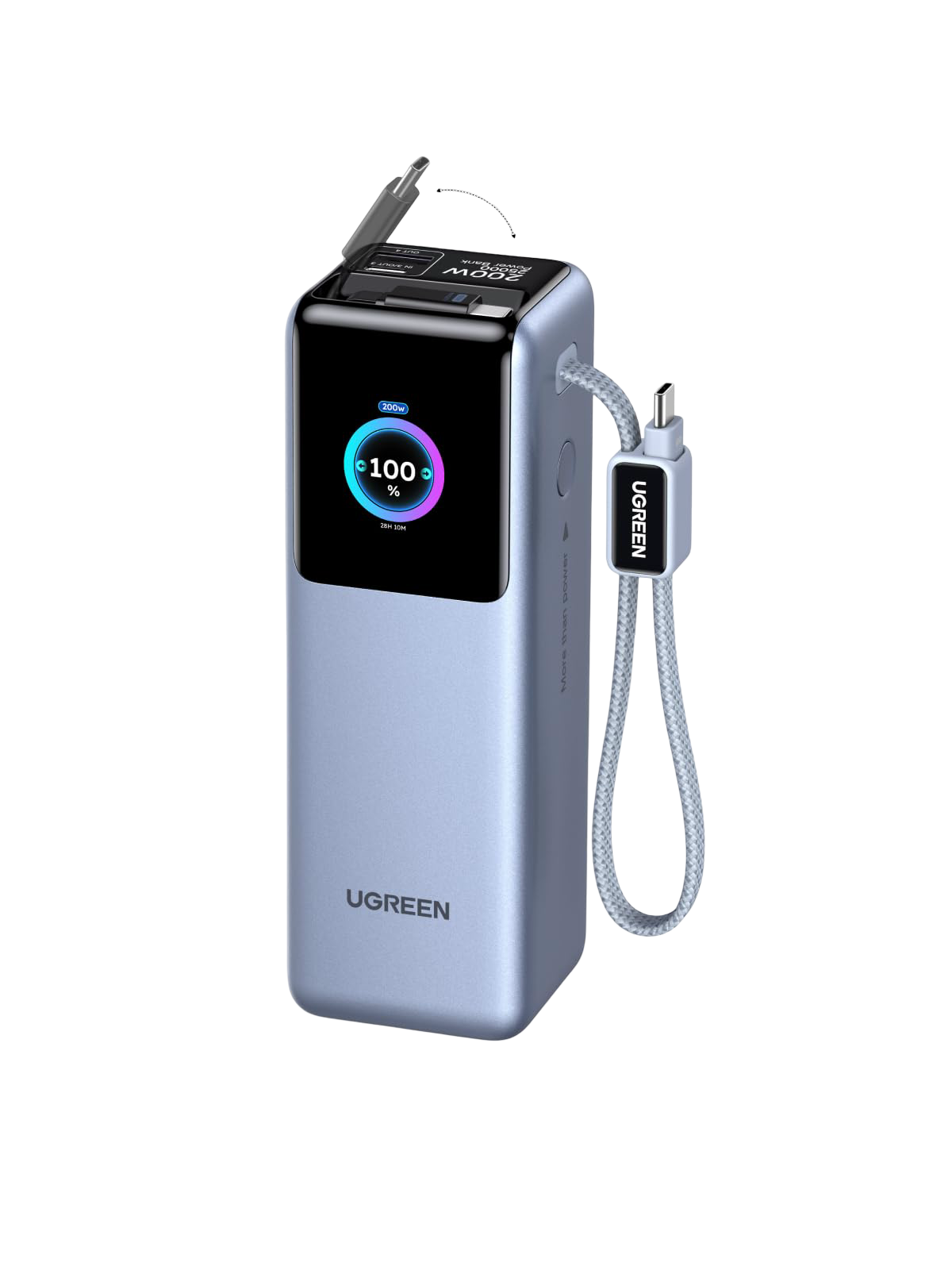 UGREEN Nexode Laptop Power Bank (25,000mAh, 200W, Built-in USB-C Cable, 4-Port)