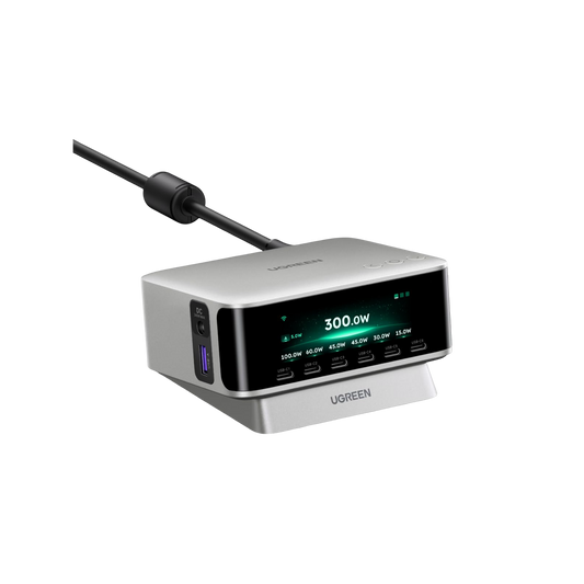 UGREEN Nexode Pro Smart Display Desktop Charger (300W, 8-Port, GaN, 5 Charging Modes)