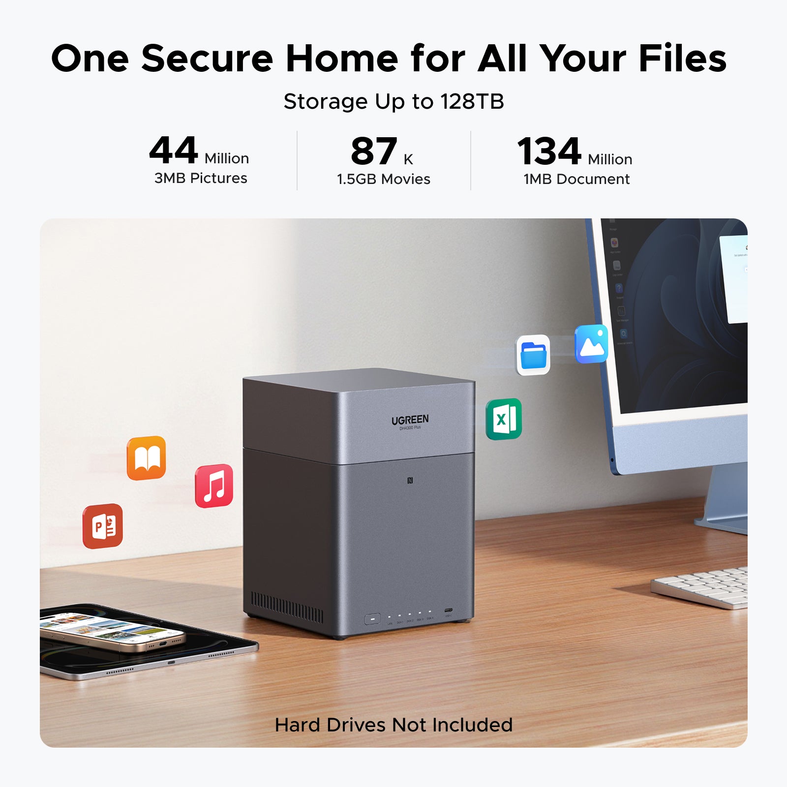 UGREEN NASync DH4300 Plus | 4-Bay NAS 128TB Photo Backup