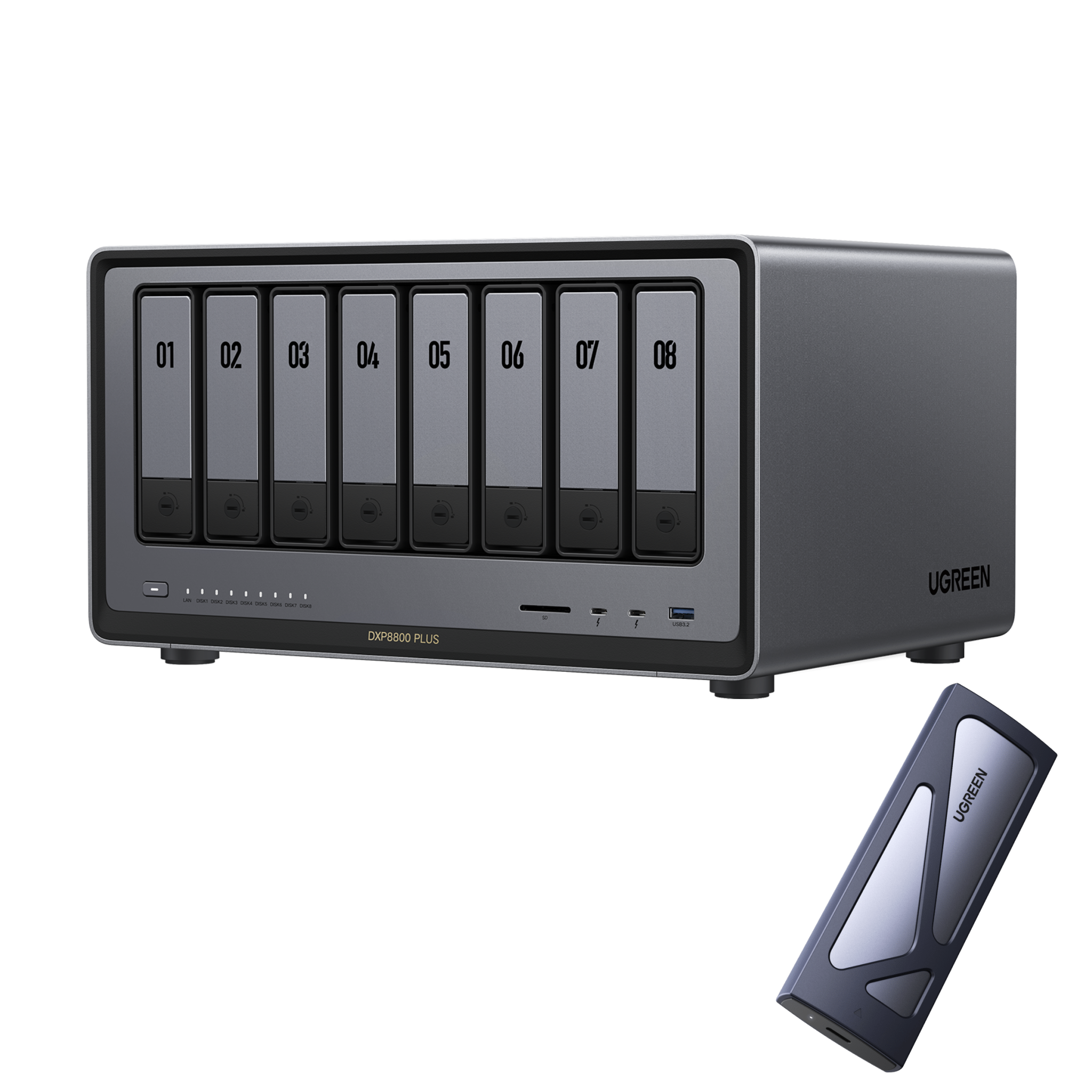 DXP8800 Plus + M.2 NVMe SSD Enclosure
